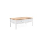 Table basse - rectangulaire - décor chêne naturel et blanc - style campagne - avec rangement - l 100 ... Table basse - rectangulaire - décor chêne naturel et blanc - style campagne - avec rangement - l 100 ...