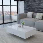 Table basse rectangulaire laque haute brillance - mdf - blanc - 85 cm