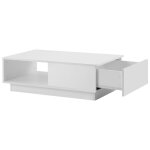 Table basse - table basse rectangulaire led avec plateau laqu� mdf haut brillant pour salon moderne blanc ...