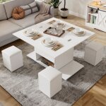 Table basse relevable 100 cm table de salon avec rangement cach� et plateau r�glable - meuble moderne ...