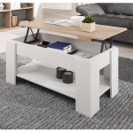 Table basse relevable - nicoleta - blanc et sonoma - rectangulaire - contemporain - design Table basse relevable - nicoleta - blanc et sonoma - rectangulaire - contemporain - design