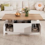 Table basse relevable?100x50x55. 5cm table basse extensible moderne salon avec 2 portes rangement cach�?pannea ...