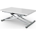 Table basse relevable carrera blanc laqu� - menzzo - carr� - laqu� - 60 cm - salon - contemporain - design ...