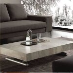 Table basse relevable extensible block design ciment aspect vieilli