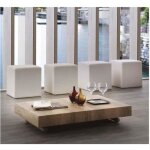 Table basse relevable extensible block design rouvre nou� pi�tement taupe 80 x 120 cm