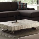 Table basse relevable extensible block design vintage pi�tement taupe 80 x 120 cm