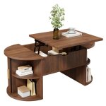 Table basse - rolipo - ovale relevable - plateau relevable - portes coulissantes - rangement cach�