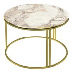 Table basse ronde 50 x 80 cm marbre blanc or