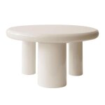 Table basse ronde 70 cm en mdf effet laqu� ivoire - oviala