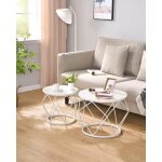 Table basse ronde - lot de 2 tables dappoint - cadre en mtal - blanc