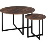 Table basse ronde - lot de 2 - bois m�tal - design industrielle - marron