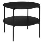 Table basse ronde kemi en placage noyer & m�tal d632cm noir - atmosphera createur dinterieur