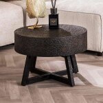 Table basse ronde 60x60x40 cm en m�tal noir
