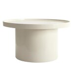 Table basse ronde 70 cm en mdf effet laqu� blanc - oviala