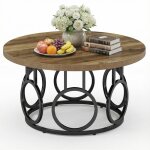 Table basse ronde 80 x 80 x 45 cm table basse ronde avec pied en m�tal meubles modernes en bois design ...