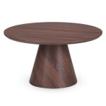 Table basse ronde 80cm - effet noyer fonc� - pied central conique - manon