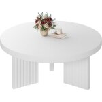 Table basse ronde 85 cm pieds cannel�s �l�gants plateau �pais effet bois style vintage moderne scandinave ...