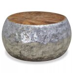 Table basse ronde en aluminium et teck - sib - 60 x 60 x 30 cm - gris - salon - contemporain - design ... Table basse ronde en aluminium et teck - sib - 60 x 60 x 30 cm - gris - salon - contemporain - design ...