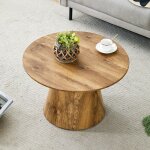 Table basse ronde aspect bois naturel (mdf) table dappoint pour salon et chambre � coucher style rustique ...