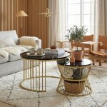 Table basse ronde - aspect marbre et m�tal - 70 cm et 45 cm - design moderne et luxueux - id�ale pour ...