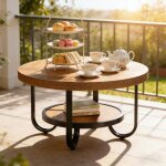 Table basse ronde - bellemave - table basse en bois double �tage - pieds en m�tal - table de salon - ...