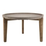 Table basse ronde - b�ton et acacia naturel - 80 x 80 cm - gris