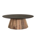 Table basse ronde en bois recycl� noir - macabane andrea - 90x90cm