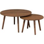 Lot de 2 tables basses rondes décor bois de noyer népal Lot de 2 tables basses rondes décor bois de noyer népal