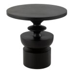 Table basse ronde design 48x48x46 cm en manguier noir