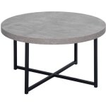 Table basse ronde design Ø 80 x 45h cm métal noir effet béton ciré gris Table basse ronde design Ø 80 x 45h cm métal noir effet béton ciré gris