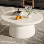 Table basse ronde design moderne �80 cm table de salon blanche minimaliste pied central mobilier s�jour ...