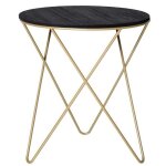 Table basse ronde design style art dco - homcom -  43 x 48h cm - noir mtal dor