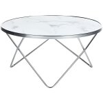 Table basse ronde effet marbre blanc et argent - beliani - meridian ii - lgance - chic - brillant