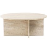 Table basse ronde effet travertin �90 cm - zelis