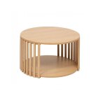 Table basse ronde avec �tag�re coloris beige - diam�tre 60 x hauteur 35 cm