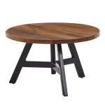 Table basse ronde - finebuy - 60x60x35 cm - bois massif sheesham - métal - design moderne Table basse ronde - finebuy - 60x60x35 cm - bois massif sheesham - métal - design moderne
