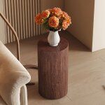 Table basse - ronde - mdf - noyer - 30x30x55 cm - design minimaliste - r�sistante � leau