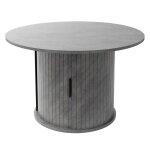 Table basse ronde ml - design 80 x 80 x 50 cm aspect b�ton avec porte coulissante espace de rangement ...