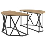 Table basse ronde moderne - vidaxl - ch�ne artisanal - 80x80x42 cm - bois ding�nierie et acier - finition ...