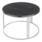 Table basse ronde 50 x 80 cm marbre noir argent 03 0008425