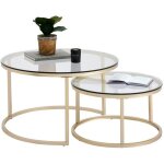 Table basse ronde plateau en verre trempé - armature métallique dorée - table dappoint gigogne - d60cm ... Table basse ronde plateau en verre trempé - armature métallique dorée - table dappoint gigogne - d60cm ...