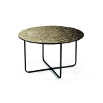 Table basse ronde avec plateau en verre tremp� effet martel� fum� jon 60 - tables rondes - marron - enfant ...