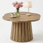 Table basse ronde table de salon de 85 cm forme de fleur en bois pour les petites pi�ces salon