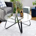 Table basse ronde en verre trempé - furniturer - scandinave moderne - Ø80x39. 5cm Table basse ronde en verre trempé - furniturer - scandinave moderne - Ø80x39. 5cm