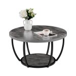 Table basse ronde - vevor - table de salon en bois � 2 niveaux meuble de rangement plateau de 805 cm ...