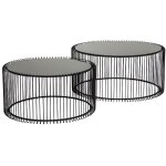 Table basse ronde wire noir 2 / set kare design Table basse ronde wire noir 2 / set kare design