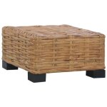 Table basse en rotin naturel - vidaxl - 47x47x28 cm - marron et noir - rotin naturel - bois dacajou - ...
