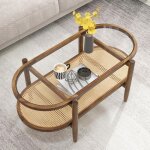 Table basse salon à 2 niveaux costway table basse en bois ovale avec Étagère en rotin pe plateau en verre ... Table basse salon à 2 niveaux costway table basse en bois ovale avec Étagère en rotin pe plateau en verre ...