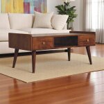 Table basse salon carr�e avec tiroir - pieds en bois massif - d?appointpour cuisine chambre salon - style ...