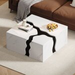 Table basse de salon table dappoint avec tiroirdesign g�om�trique cubiquemeuble de rangement 70x70x31cmblanc ...